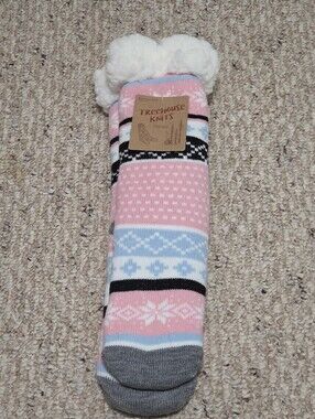 Women's Pink Sherpa Lined Lounge Socks